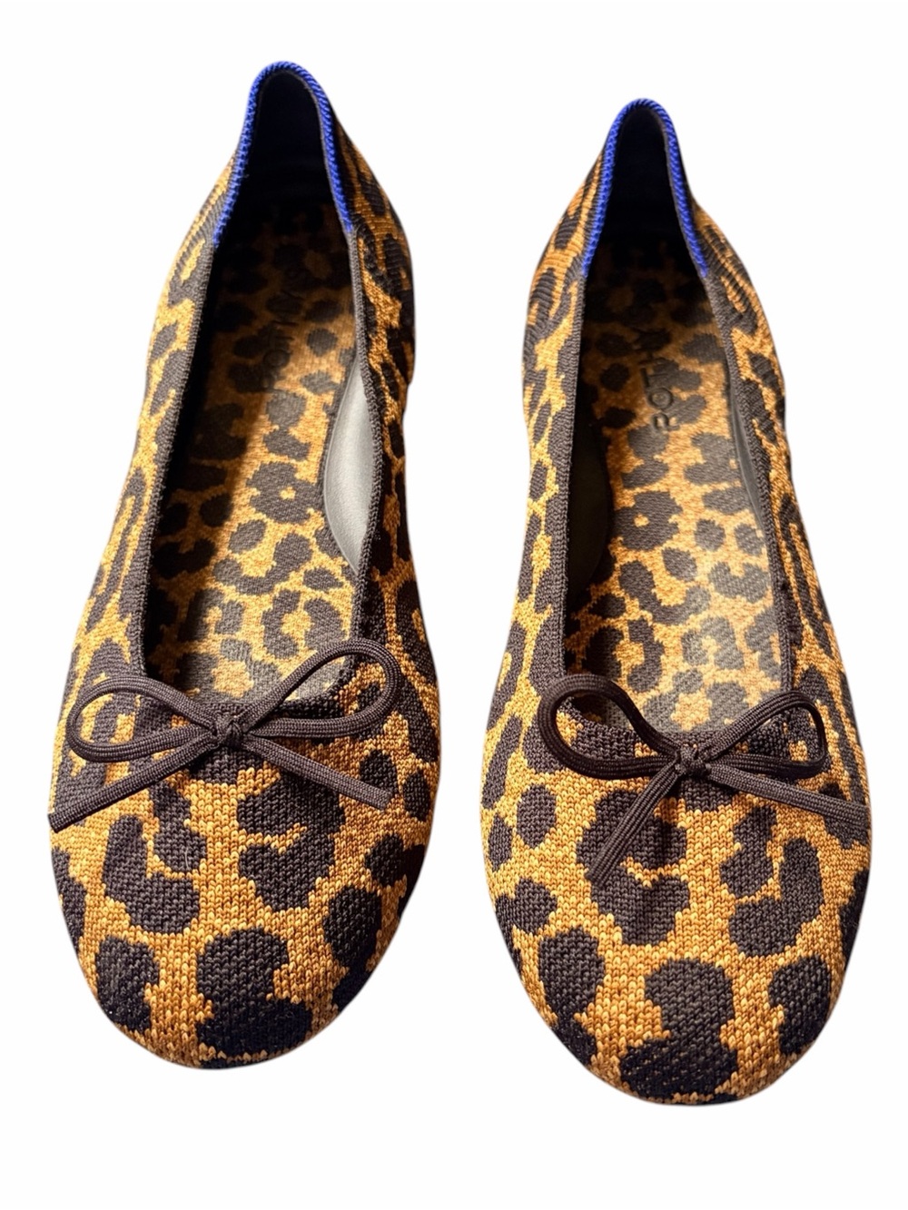 Rothy's Leopard-Print Knit Ballet Flats in Brown and Black
